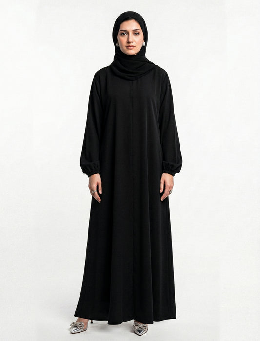 BASIC FRONT-OPEN ABAYA-BLACK