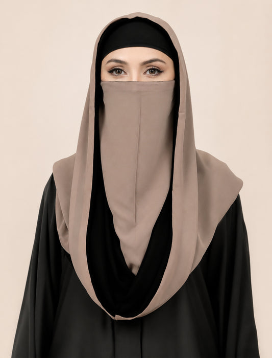 REVERSIBLE MISRI HIJAB- BLACK AND BEIGE