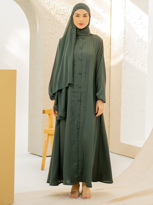 HAYAT PLEATED ABAYA - EMERALD