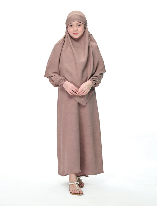 KHIMAR ABAYA SET– LIGHT TAUPE (KIDS)