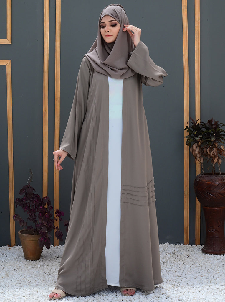 Pleated Double Layered Abaya - Abayas - Women
