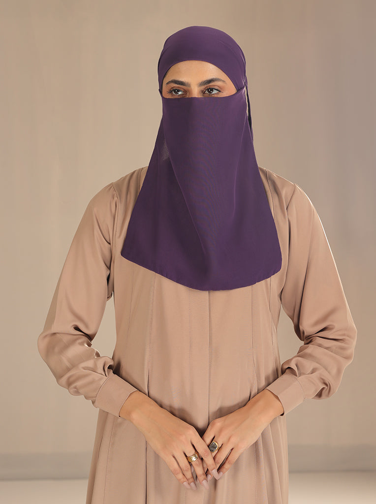 HALF NIQAB WITH TIES - VIOLET PURPLE