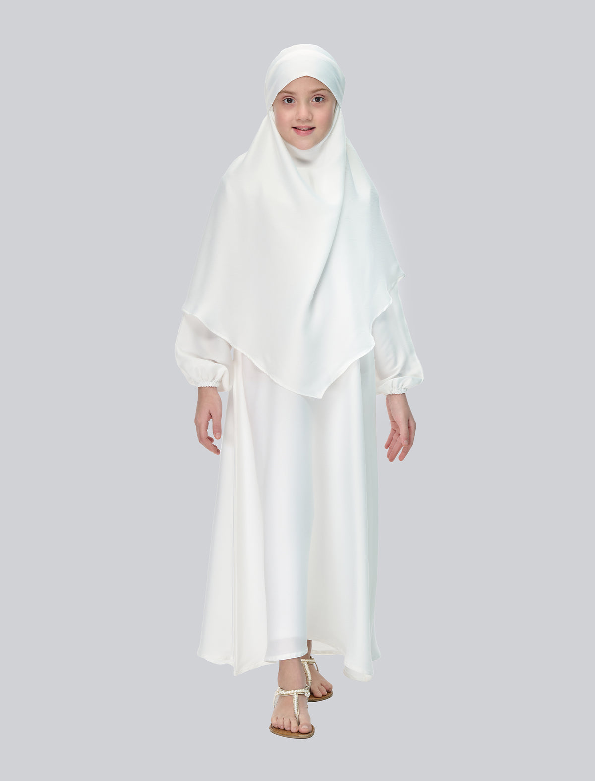 KHIMAR ABAYA SET– WHITE (KIDS)