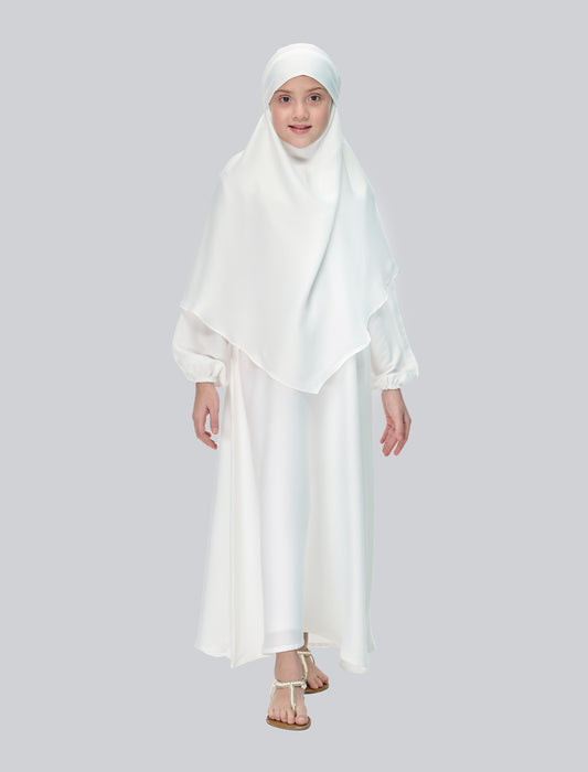 KHIMAR ABAYA SET– WHITE (KIDS)
