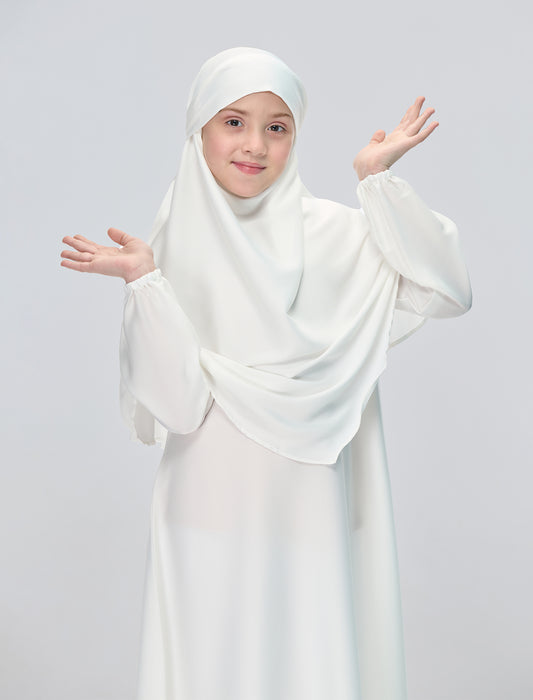 KHIMAR ABAYA SET - WHITE (KIDS)