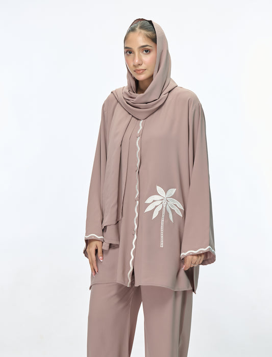 EMBROIDERED CO-ORD SET– GREY