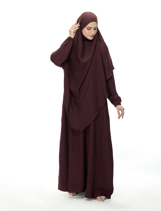 KHIMAR ABAYA SET– BROWN