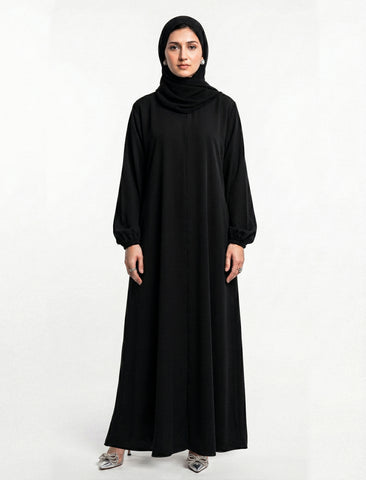 BASIC FRONT-OPEN ABAYA-BLACK