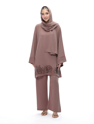 EMBROIDERED CO-ORD SET– COCOA