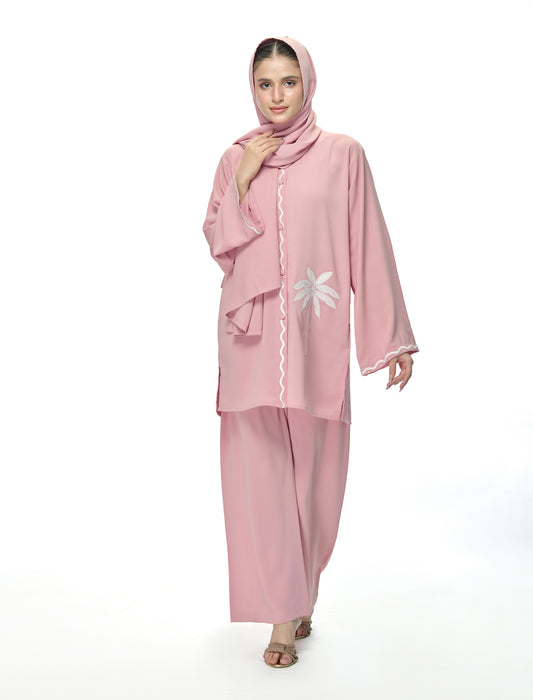 EMBROIDERED CO-ORD SET–BLUSH