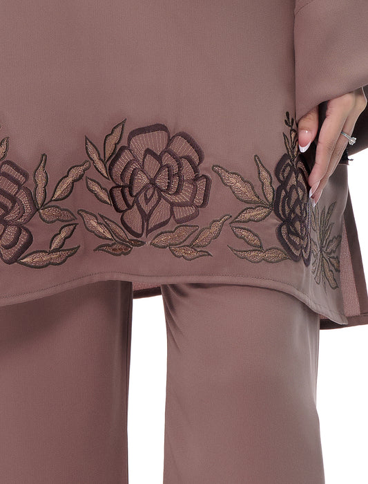 EMBROIDERED CO-ORD SET - COCOA