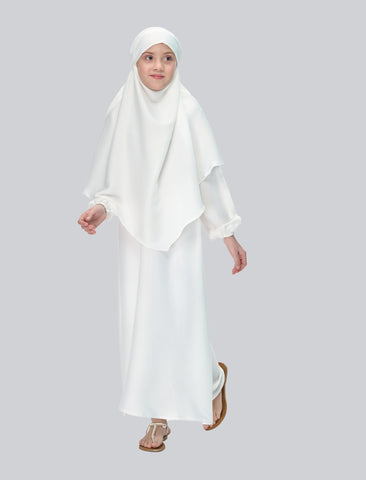 KHIMAR ABAYA SET– WHITE (KIDS)