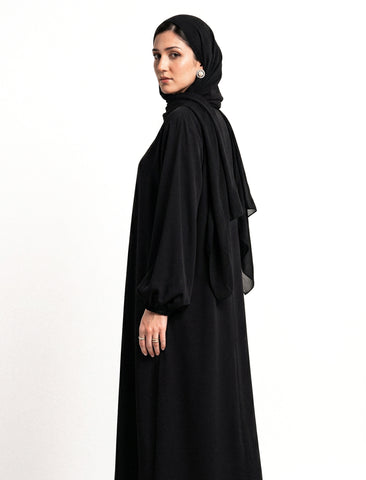 BASIC FRONT-OPEN ABAYA-BLACK