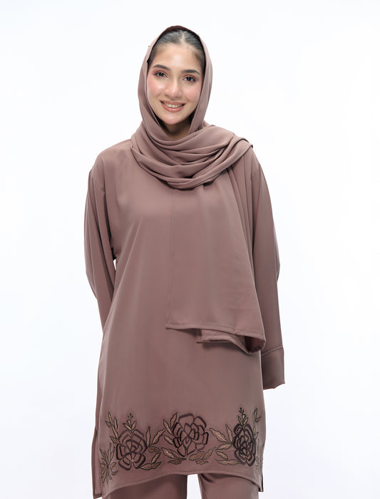 EMBROIDERED CO-ORD SET– COCOA