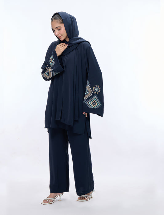 EMBROIDERED CO-ORD SET– NAVY BLUE