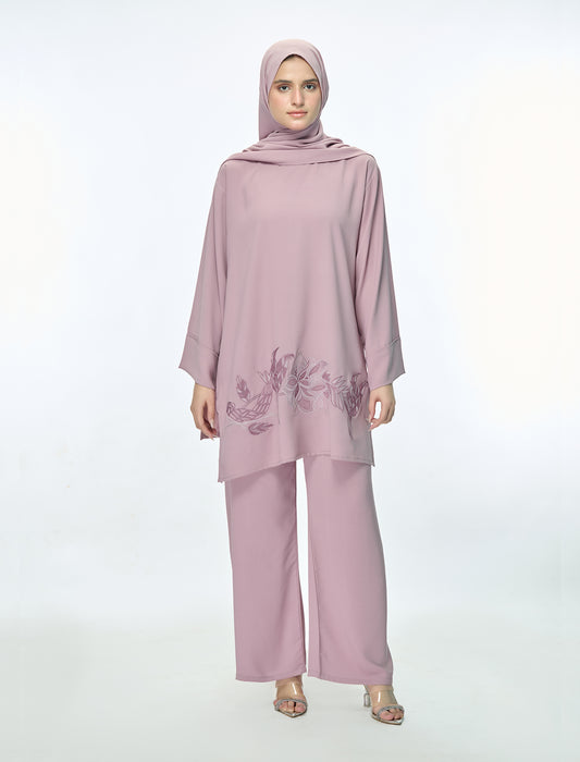 EMBROIDERED CO-ORD SET– DUSTY ROSE