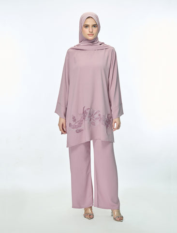 EMBROIDERED CO-ORD SET– DUSTY ROSE