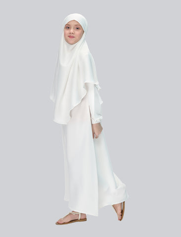 KHIMAR ABAYA SET– WHITE (KIDS)