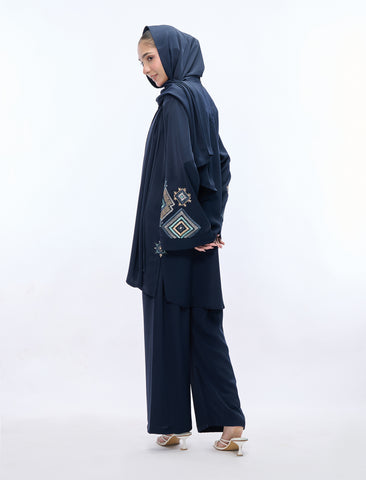 EMBROIDERED CO-ORD SET– NAVY BLUE