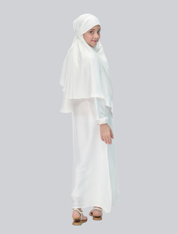 KHIMAR ABAYA SET– WHITE (KIDS)