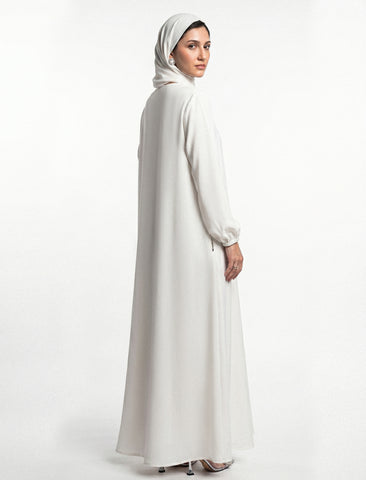 BASIC FRONT-OPEN ABAYA-WHITE
