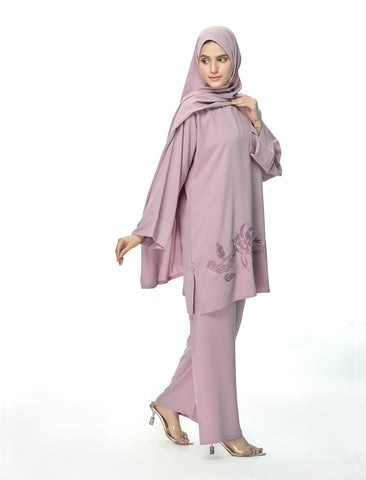 EMBROIDERED CO-ORD SET– DUSTY ROSE