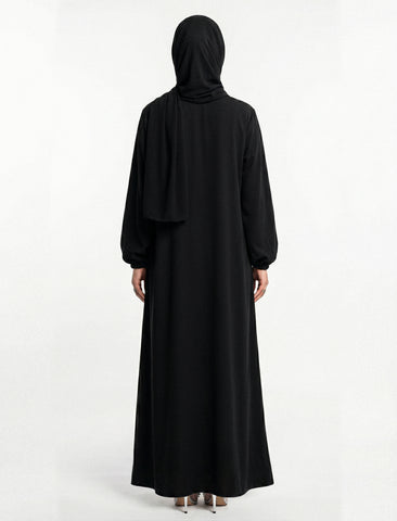 BASIC FRONT-OPEN ABAYA-BLACK