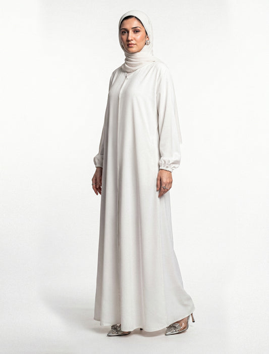 BASIC FRONT-OPEN ABAYA-WHITE