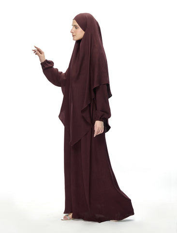KHIMAR ABAYA SET– BROWN