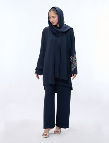 EMBROIDERED CO-ORD SET– NAVY BLUE
