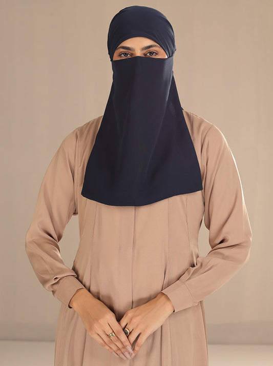 HALF NIQAB WITH TIES- NAVY BLUE