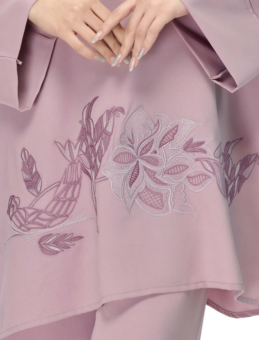 EMBROIDERED CO-ORD SET - DUSTY ROSE