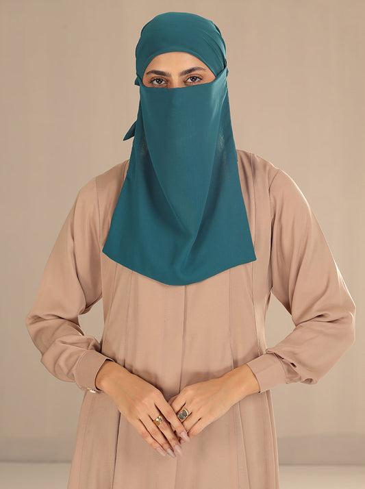 HALF NIQAB WITH TIES-DARK TEAL