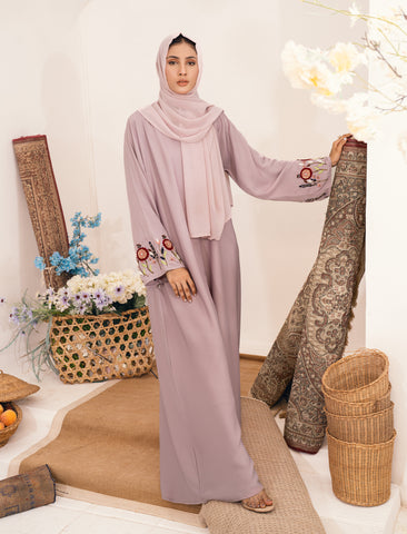 AMWAJ EMBELLISHED ABAYA - LILAC