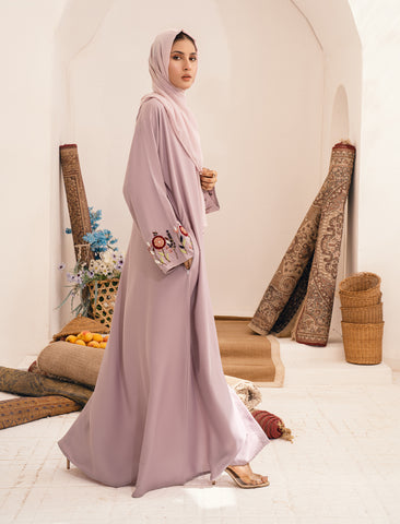 AMWAJ EMBELLISHED ABAYA - LILAC