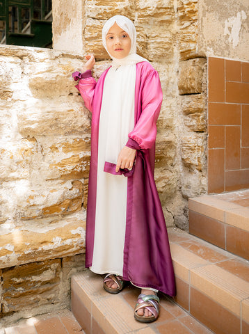 Bashayer 2- Piece Chiffon Open Abaya (Kids)-Sale