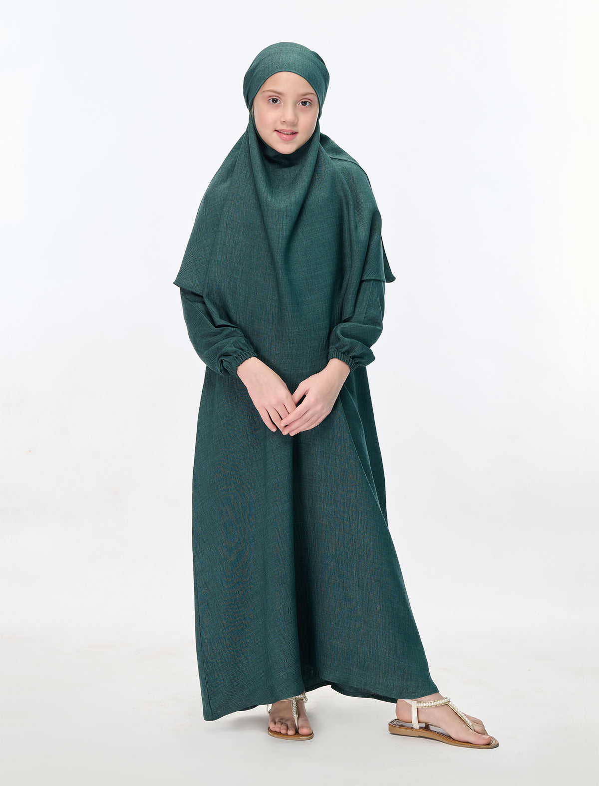 KHIMAR ABAYA SET– DEEP GREEN (KIDS)