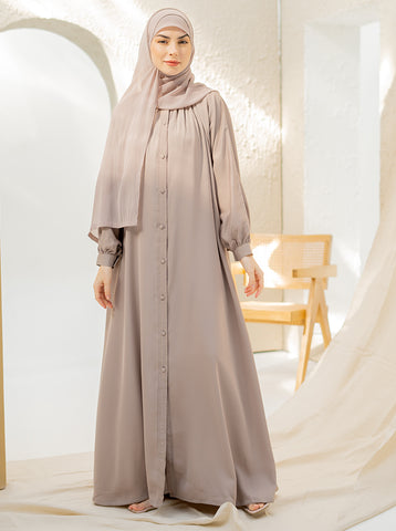 Joumana Basic Abaya - Warm Grey