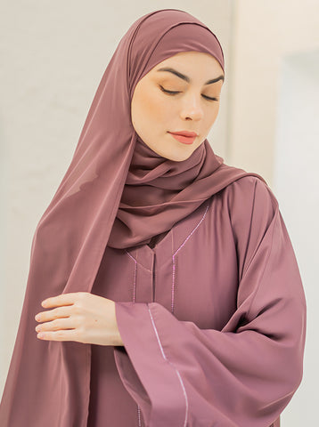 Iskandar Front Open Embellished Abaya - Muave