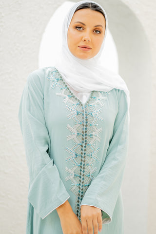 Seraphina Embellished Abaya - Ferozi