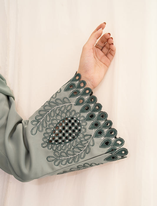 HAREER EMBROIDERED ABAYA - LIGHT GREEN