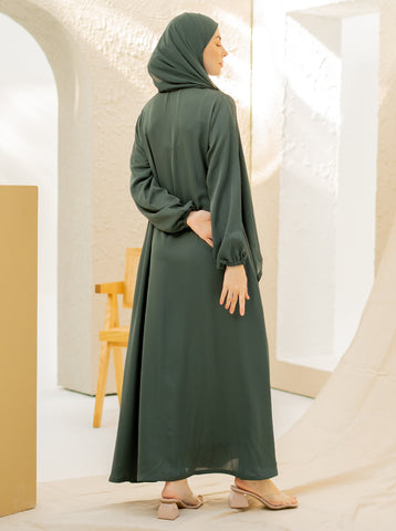 Hayat Pleated Abaya - Emerald