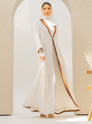 KHALILAH OPEN ABAYA - WHITE