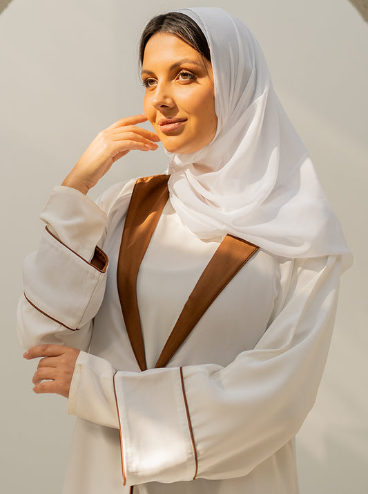KHALILAH OPEN ABAYA - WHITE