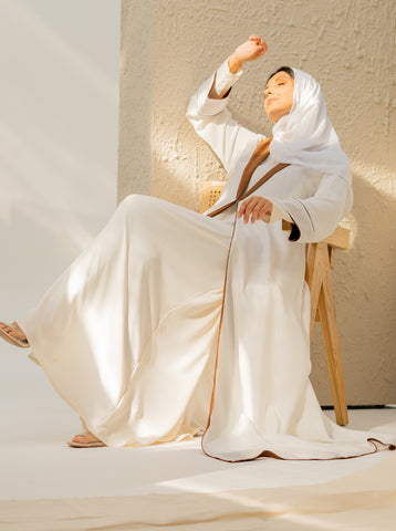KHALILAH OPEN ABAYA - WHITE
