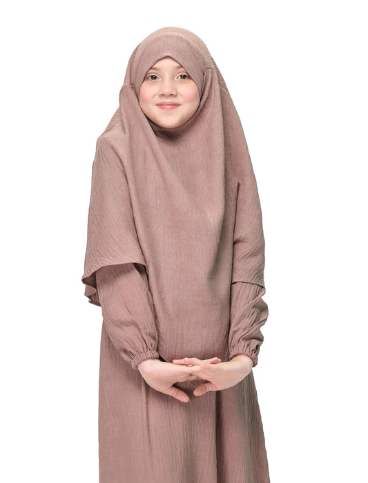 KHIMAR ABAYA SET - LIGHT TAUPE (KIDS)