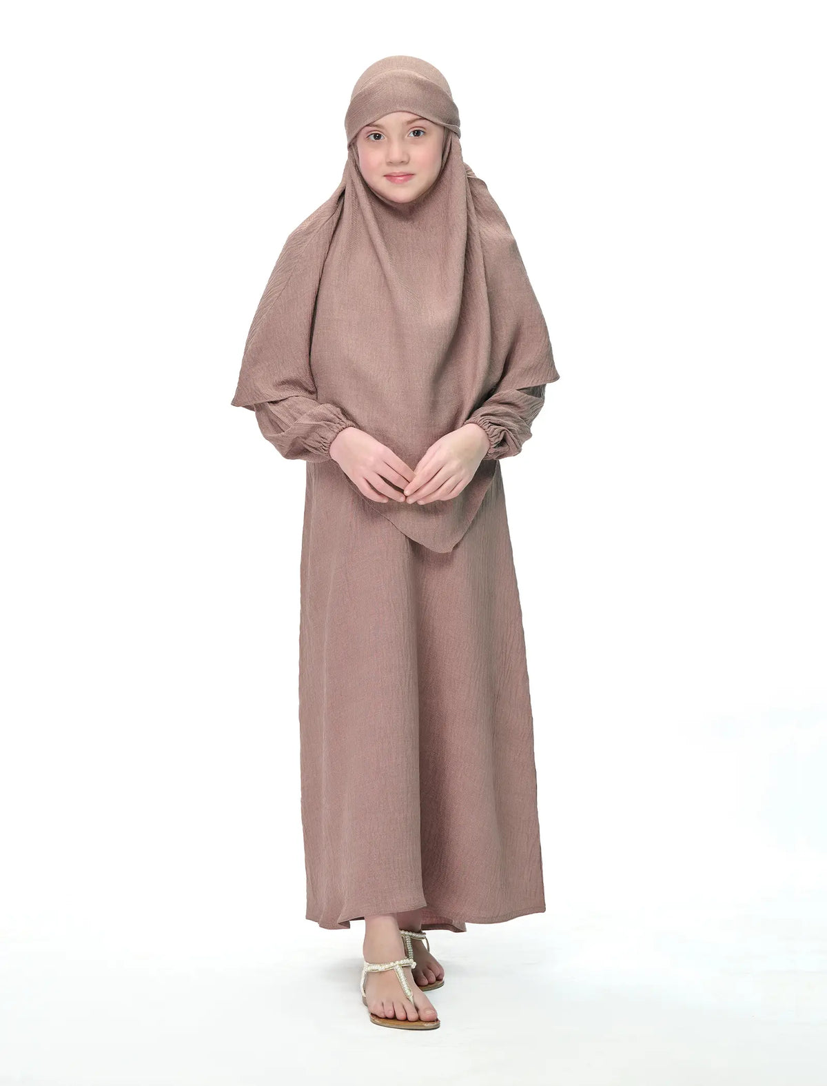 KHIMAR ABAYA SET - LIGHT TAUPE (KIDS) - SALE