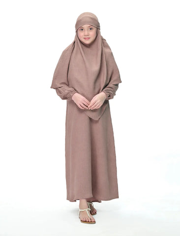 KHIMAR ABAYA SET - LIGHT TAUPE (KIDS) - SALE