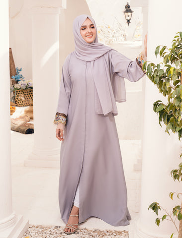 NASMAH EMBELLISHED ABAYA- LIGHT LILAC