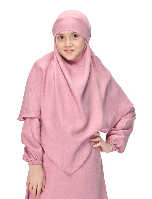 KHIMAR ABAYA SET– PINK (KIDS)